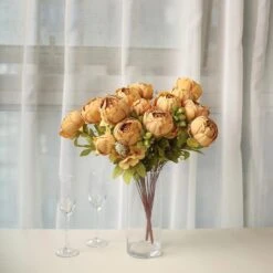 2 Bouquets 19" Silk Peony Flowers Artificial Floral Bushes -Optimal Home Decoration 2 bushes 19 silk artificial peony flowers bouquets 30696121794623