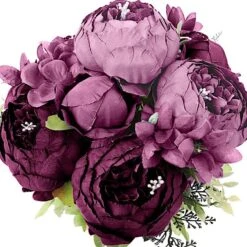 2 Bouquets 19" Silk Peony Flowers Artificial Floral Bushes -Optimal Home Decoration 2 bushes 19 silk artificial peony flowers bouquets 30696124448831