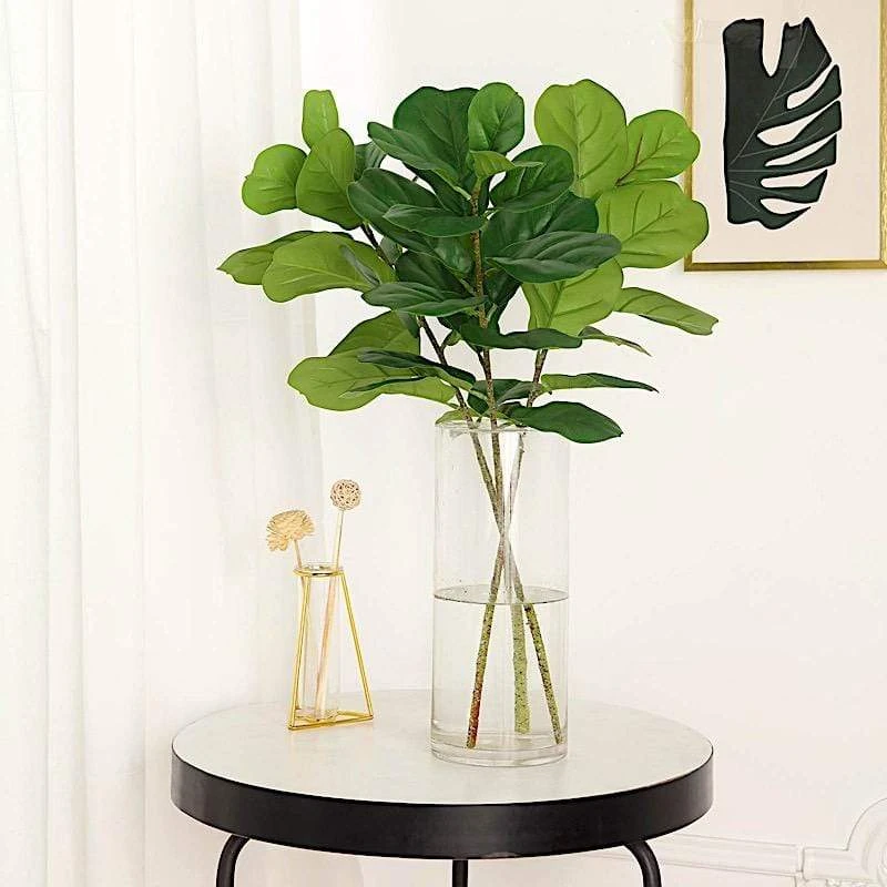 2 Bushes 25" Artificial Fiddle Leaves Stems - Green 10 2 Bushes 25" Artificial Fiddle Leaves Stems - Green - Image 8
