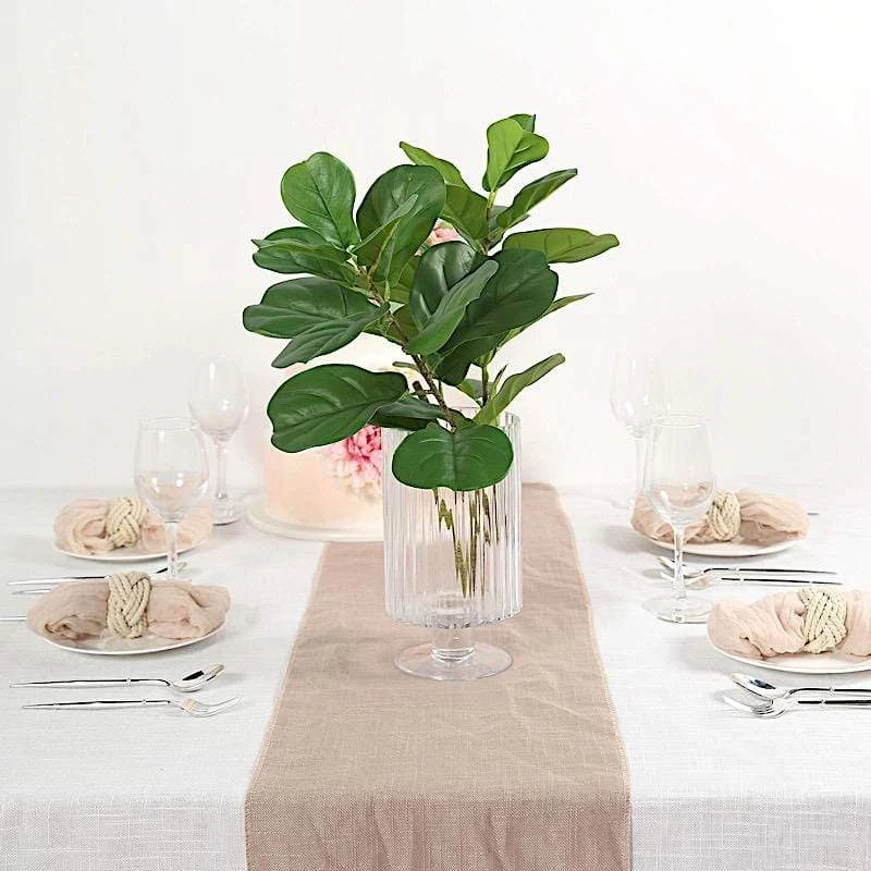 2 Bushes 25" Artificial Fiddle Leaves Stems - Green 9 2 Bushes 25" Artificial Fiddle Leaves Stems - Green - Image 7