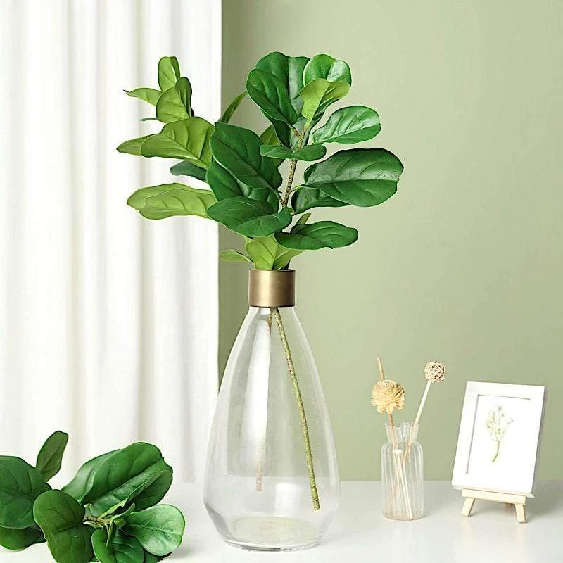 2 Bushes 25" Artificial Fiddle Leaves Stems - Green 8 2 Bushes 25" Artificial Fiddle Leaves Stems - Green - Image 6