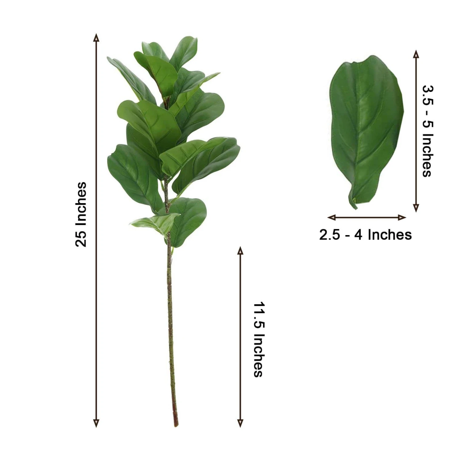 2 Bushes 25" Artificial Fiddle Leaves Stems - Green 4 2 Bushes 25" Artificial Fiddle Leaves Stems - Green - Image 2