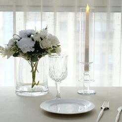 2 Crystal Hurricane Taper Candle Holders With Cylinder Glass Shades - Clear -Optimal Home Decoration 2 crystal glass wedding party centerpieces candle holders clear 30567907033151