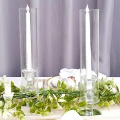 2 Crystal Hurricane Taper Candle Holders With Cylinder Glass Shades - Clear -Optimal Home Decoration 2 crystal wedding party centerpieces candle holders clear 30567907786815