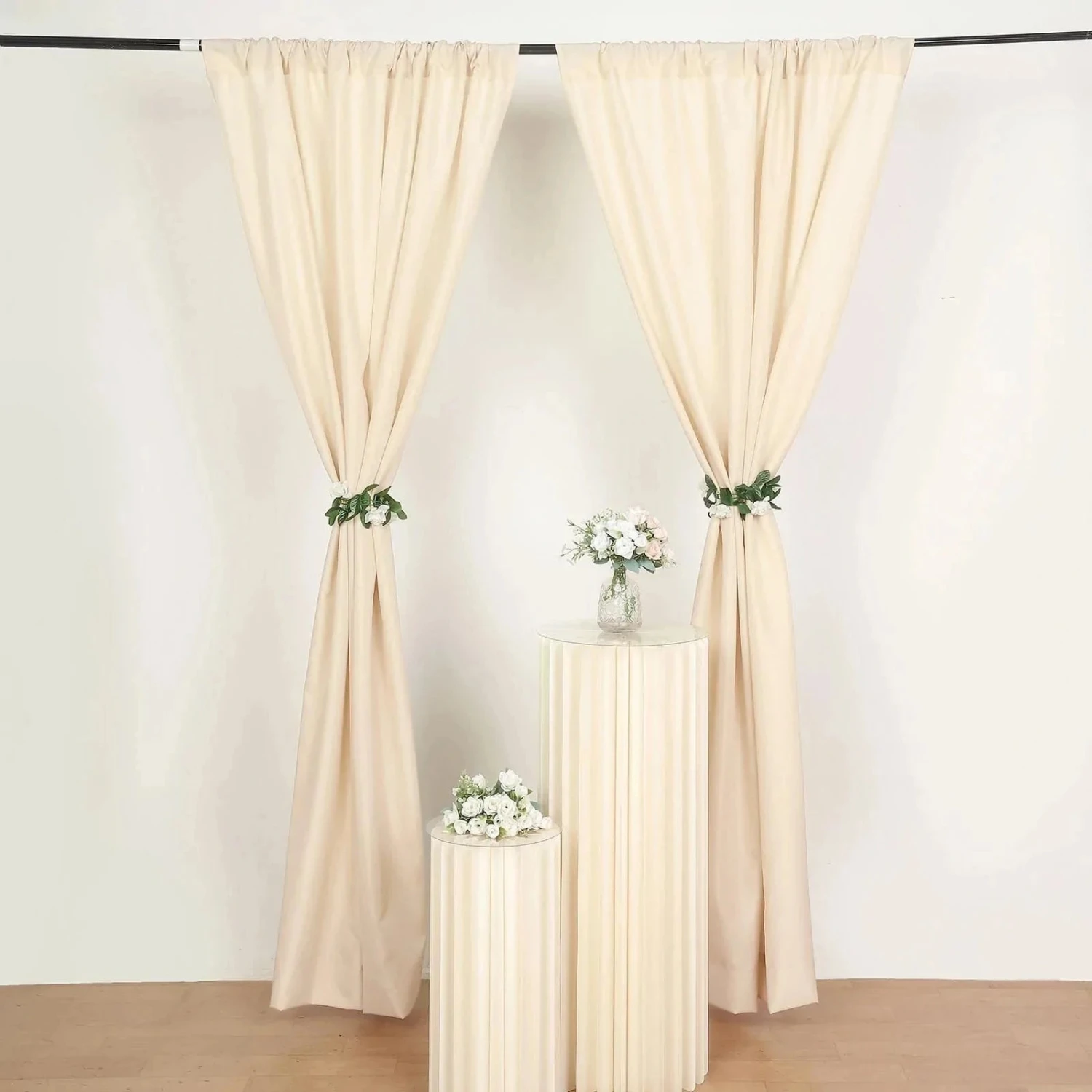 2 Drapery Panels 8 Ft Polyester Backdrop Curtains With Rod Pockets 6 2 Drapery Panels 8 Ft Polyester Backdrop Curtains With Rod Pockets - Image 4