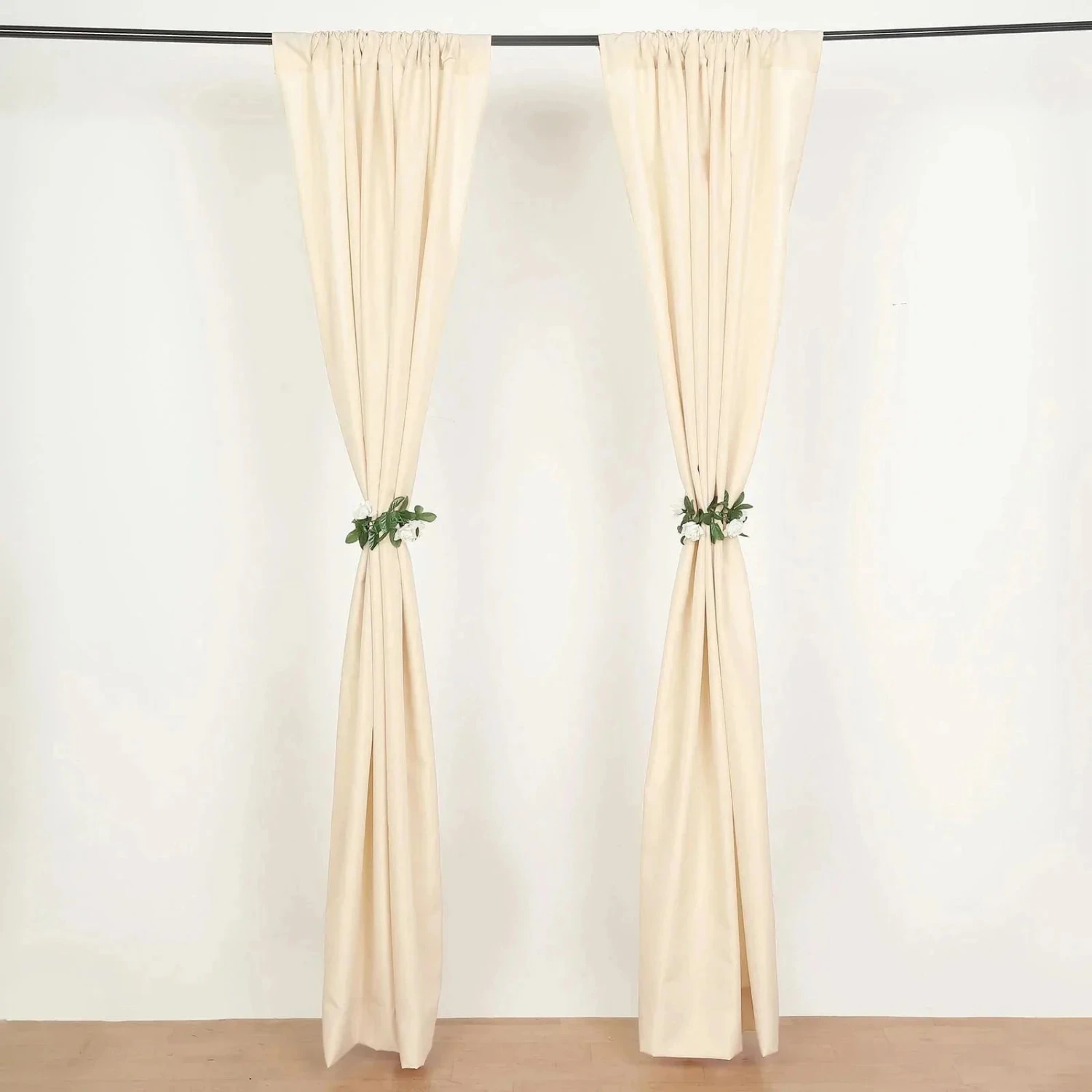 2 Drapery Panels 8 Ft Polyester Backdrop Curtains With Rod Pockets 5 2 Drapery Panels 8 Ft Polyester Backdrop Curtains With Rod Pockets - Image 3