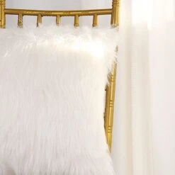 2 Faux Fur 18" X 18" Throw Pillow Covers Square Decorative Cushion Cases - White -Optimal Home Decoration 2 fur 18 x 18 square sheepskin throw pillow covers white furn plw fur01 18 wht 29369261293631