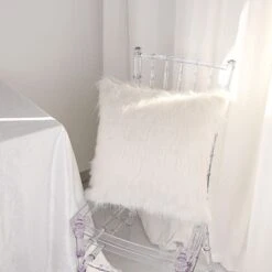 2 Faux Fur 18" X 18" Throw Pillow Covers Square Decorative Cushion Cases - White -Optimal Home Decoration 2 fur 18 x 18 square sheepskin throw pillow covers white furn plw fur01 18 wht 29369261391935