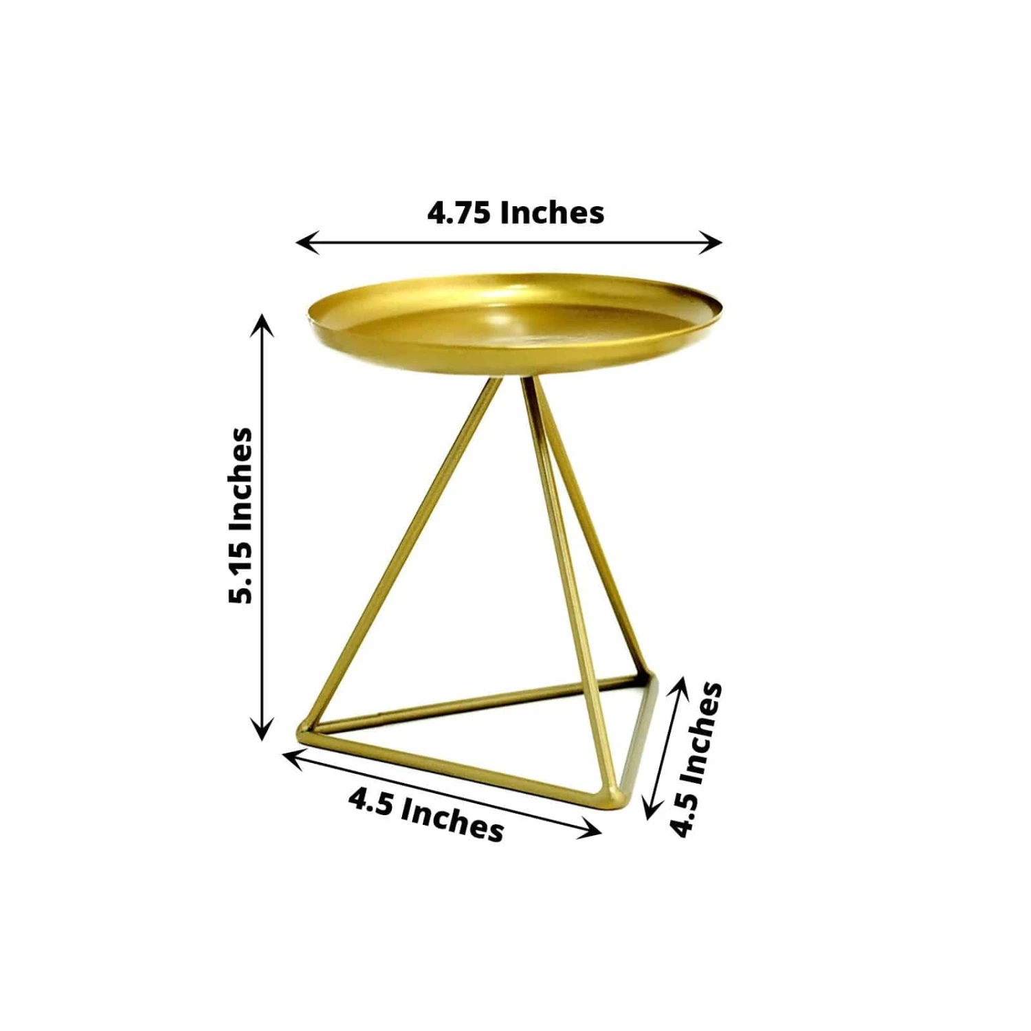2 Geometric 5" Metal Pillar Candle Holders With Triangle Base - Gold 4 2 Geometric 5" Metal Pillar Candle Holders With Triangle Base - Gold - Image 2