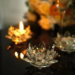 2 Lotus Flower 4.5" Crystal Glass Tealight Candle Holders - Clear 19 2 Lotus Flower 4.5" Crystal Glass Tealight Candle Holders - Clear -Optimal Home Decoration 2 lotus flower 4 5 crystal glass tealight candle holders clear cand hold 012 s clr 30353587372095