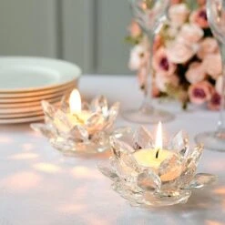 2 Lotus Flower 4.5" Crystal Glass Tealight Candle Holders - Clear 18 2 Lotus Flower 4.5" Crystal Glass Tealight Candle Holders - Clear -Optimal Home Decoration 2 lotus flower 4 5 crystal glass tealight candle holders clear cand hold 012 s clr 30353587470399
