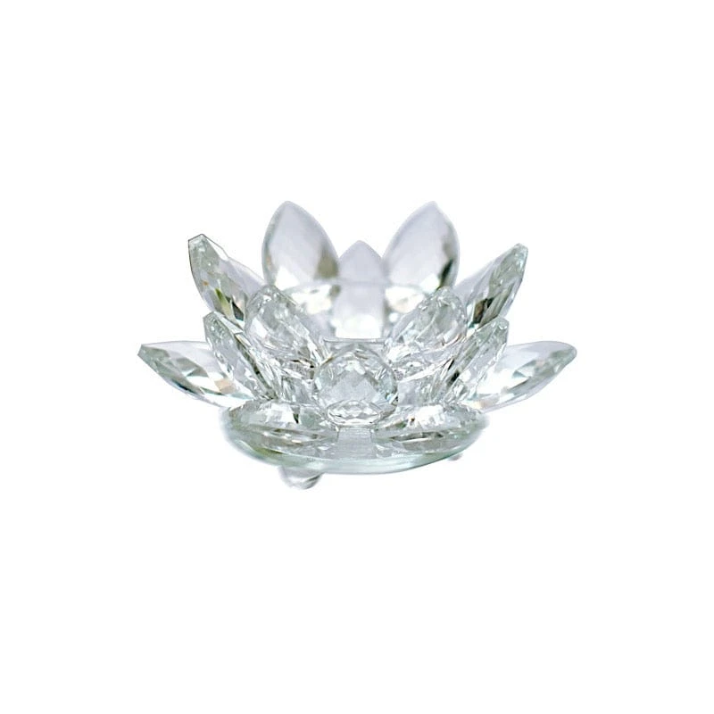 2 Lotus Flower 4.5" Crystal Glass Tealight Candle Holders - Clear 3 2 Lotus Flower 4.5" Crystal Glass Tealight Candle Holders - Clear