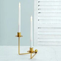 2 Metal 2 Arm Geometric Candelabra Taper Candle Holders With V-Shaped Base - Gold 18 2 Metal 2 Arm Geometric Candelabra Taper Candle Holders With V-Shaped Base - Gold -Optimal Home Decoration 2 metal 2 arm geometric taper candle holders with v shaped base gold iron cand tp007 gold 29460998258751