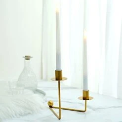 2 Metal 2 Arm Geometric Candelabra Taper Candle Holders With V-Shaped Base - Gold 19 2 Metal 2 Arm Geometric Candelabra Taper Candle Holders With V-Shaped Base - Gold -Optimal Home Decoration 2 metal 2 arm geometric taper candle holders with v shaped base gold iron cand tp007 gold 29460998291519