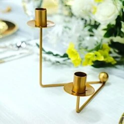 2 Metal 2 Arm Geometric Candelabra Taper Candle Holders With V-Shaped Base - Gold 14 2 Metal 2 Arm Geometric Candelabra Taper Candle Holders With V-Shaped Base - Gold -Optimal Home Decoration 2 metal 2 arm geometric taper candle holders with v shaped base gold iron cand tp007 gold 29460998324287