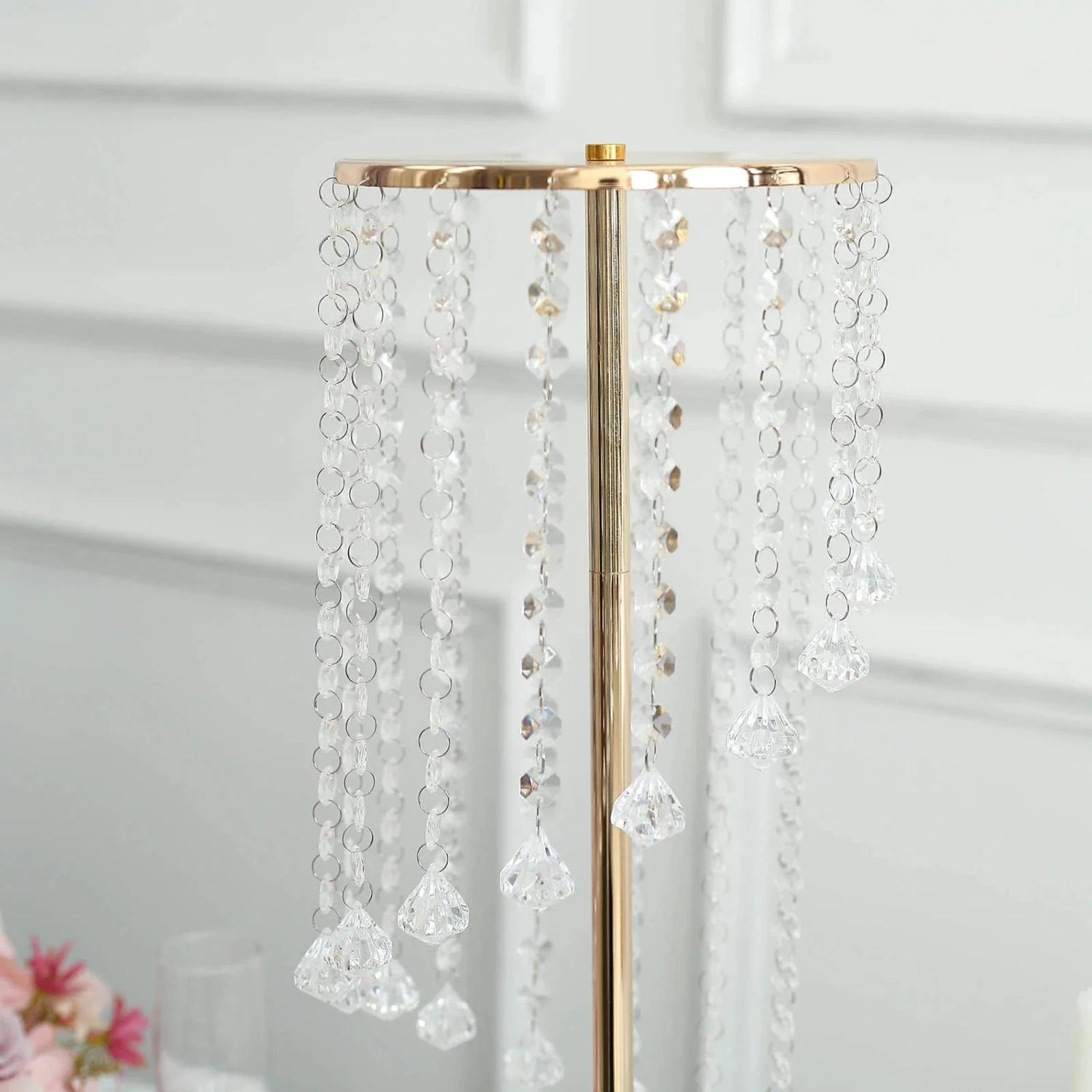 2 Metal 24" Flower Display Stands With Spiral Hanging Crystal Beads - Gold And Clear 11 2 Metal 24" Flower Display Stands With Spiral Hanging Crystal Beads - Gold And Clear - Image 9