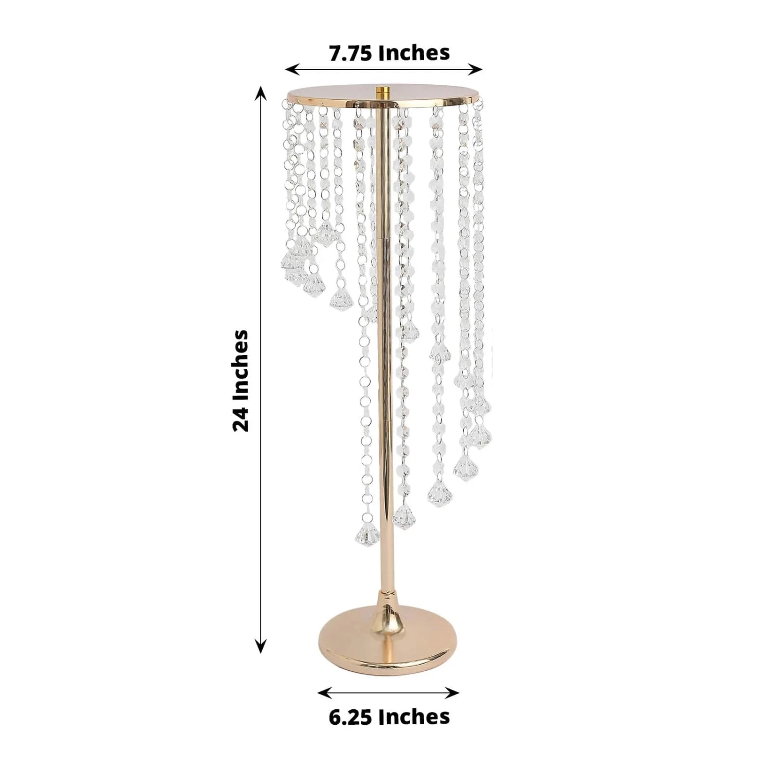 2 Metal 24" Flower Display Stands With Spiral Hanging Crystal Beads - Gold And Clear 4 2 Metal 24" Flower Display Stands With Spiral Hanging Crystal Beads - Gold And Clear - Image 2