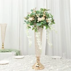 2 Metal 28" Tall Trumpet Vases With Acrylic Crystal Beads Table Centerpieces 27 2 Metal 28" Tall Trumpet Vases With Acrylic Crystal Beads Table Centerpieces -Optimal Home Decoration 2 metal 28 tall trumpet vases with acrylic crystal beads table centerpieces 30057336504383