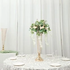 2 Metal 28" Tall Trumpet Vases With Acrylic Crystal Beads Table Centerpieces 28 2 Metal 28" Tall Trumpet Vases With Acrylic Crystal Beads Table Centerpieces -Optimal Home Decoration 2 metal 28 tall trumpet vases with acrylic crystal beads table centerpieces 30057336569919