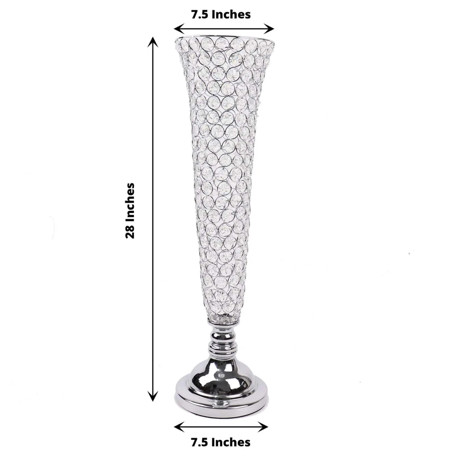 2 Metal 28" Tall Trumpet Vases With Acrylic Crystal Beads Table Centerpieces 13 2 Metal 28" Tall Trumpet Vases With Acrylic Crystal Beads Table Centerpieces - Image 11