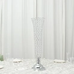 2 Metal 28" Tall Trumpet Vases With Acrylic Crystal Beads Table Centerpieces 35 2 Metal 28" Tall Trumpet Vases With Acrylic Crystal Beads Table Centerpieces -Optimal Home Decoration 2 metal 28 tall trumpet vases with acrylic crystal beads table centerpieces 30057367502911