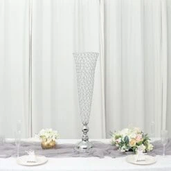 2 Metal 28" Tall Trumpet Vases With Acrylic Crystal Beads Table Centerpieces 33 2 Metal 28" Tall Trumpet Vases With Acrylic Crystal Beads Table Centerpieces -Optimal Home Decoration 2 metal 28 tall trumpet vases with acrylic crystal beads table centerpieces 30057367601215