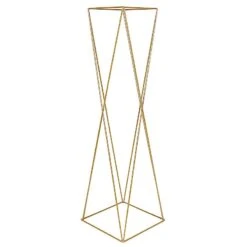 2 Metal 32" Crisscross Geometric Flower Stands Pedestals Centerpieces - Gold