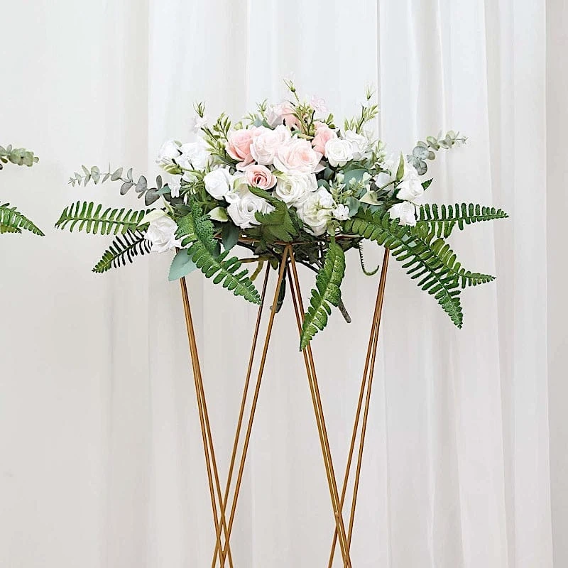 2 Metal 32" Crisscross Geometric Flower Stands Pedestals Centerpieces - Gold 4 2 Metal 32" Crisscross Geometric Flower Stands Pedestals Centerpieces - Gold - Image 2