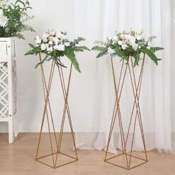 2 Metal 32" Crisscross Geometric Flower Stands Pedestals Centerpieces - Gold 18 2 Metal 32" Crisscross Geometric Flower Stands Pedestals Centerpieces - Gold -Optimal Home Decoration 2 metal 32 crisscross geometric flower stands pedestals centerpieces gold iron stnd15 32 gold 30397556523071