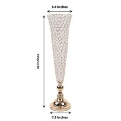 2 Metal 32" Tall Trumpet Vases With Acrylic Crystal Beads Table Centerpieces -Optimal Home Decoration 2 metal 32 tall trumpet vases with acrylic crystal beads table centerpieces 30057448341567