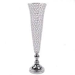 2 Metal 32" Tall Trumpet Vases With Acrylic Crystal Beads Table Centerpieces -Optimal Home Decoration 2 metal 32 tall trumpet vases with acrylic crystal beads table centerpieces 30057470492735
