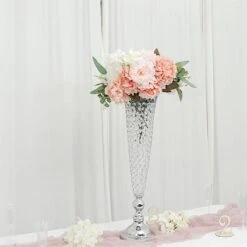 2 Metal 32" Tall Trumpet Vases With Acrylic Crystal Beads Table Centerpieces -Optimal Home Decoration 2 metal 32 tall trumpet vases with acrylic crystal beads table centerpieces 30057475932223