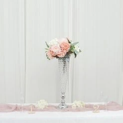 2 Metal 32" Tall Trumpet Vases With Acrylic Crystal Beads Table Centerpieces -Optimal Home Decoration 2 metal 32 tall trumpet vases with acrylic crystal beads table centerpieces 30057475964991