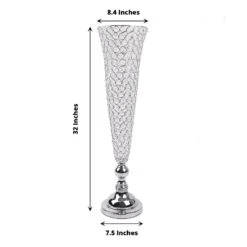 2 Metal 32" Tall Trumpet Vases With Acrylic Crystal Beads Table Centerpieces -Optimal Home Decoration 2 metal 32 tall trumpet vases with acrylic crystal beads table centerpieces 30057480912959