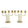 2 Metal 4 Arm Geometric Candelabra Taper Candle Holders - Gold -Optimal Home Decoration 2 metal 4 arm geometric taper candelabra candle holders gold iron cand tp006 gold 29459382992959