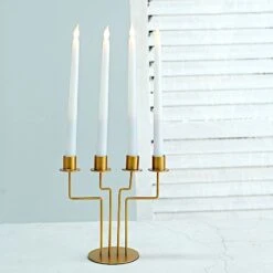 2 Metal 4 Arm Geometric Candelabra Taper Candle Holders - Gold 17 2 Metal 4 Arm Geometric Candelabra Taper Candle Holders - Gold -Optimal Home Decoration 2 metal 4 arm geometric taper candelabra candle holders gold iron cand tp006 gold 29459383025727