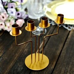 2 Metal 4 Arm Geometric Candelabra Taper Candle Holders - Gold 16 2 Metal 4 Arm Geometric Candelabra Taper Candle Holders - Gold -Optimal Home Decoration 2 metal 4 arm geometric taper candelabra candle holders gold iron cand tp006 gold 29459383287871
