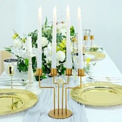 2 Metal 4 Arm Geometric Candelabra Taper Candle Holders - Gold 14 2 Metal 4 Arm Geometric Candelabra Taper Candle Holders - Gold -Optimal Home Decoration 2 metal 4 arm geometric taper candelabra candle holders gold iron cand tp006 gold 29459383320639