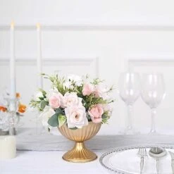 2 Metal 4" Ribbed Bowl Style Mini Compote Vases Flower Pots - Gold 14 2 Metal 4" Ribbed Bowl Style Mini Compote Vases Flower Pots - Gold -Optimal Home Decoration 2 metal 4 ribbed bowl style mini compote vases flower pots gold vase pb005 5 gold 30582278881343