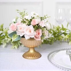 2 Metal 4" Ribbed Bowl Style Mini Compote Vases Flower Pots - Gold 19 2 Metal 4" Ribbed Bowl Style Mini Compote Vases Flower Pots - Gold -Optimal Home Decoration 2 metal 4 ribbed bowl style mini compote vases flower pots gold vase pb005 5 gold 30582278946879