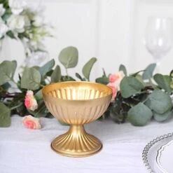 2 Metal 4" Ribbed Bowl Style Mini Compote Vases Flower Pots - Gold 16 2 Metal 4" Ribbed Bowl Style Mini Compote Vases Flower Pots - Gold -Optimal Home Decoration 2 metal 4 ribbed bowl style mini compote vases flower pots gold vase pb005 5 gold 30582279012415