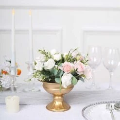 2 Metal 4" Wine Goblet Style Mini Compote Vases Flower Pots - Gold 15 2 Metal 4" Wine Goblet Style Mini Compote Vases Flower Pots - Gold -Optimal Home Decoration 2 metal 4 wine goblet style mini compote vases flower pots gold vase pb004 6 gold 30582272884799