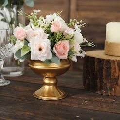 2 Metal 4" Wine Goblet Style Mini Compote Vases Flower Pots - Gold 18 2 Metal 4" Wine Goblet Style Mini Compote Vases Flower Pots - Gold -Optimal Home Decoration 2 metal 4 wine goblet style mini compote vases flower pots gold vase pb004 6 gold 30582273245247