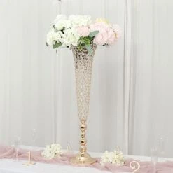 2 Metal 40" Tall Trumpet Vases With Acrylic Crystal Beads Table Centerpieces 25 2 Metal 40" Tall Trumpet Vases With Acrylic Crystal Beads Table Centerpieces -Optimal Home Decoration 2 metal 40 tall trumpet vases with acrylic crystal beads table centerpieces 30057495756863