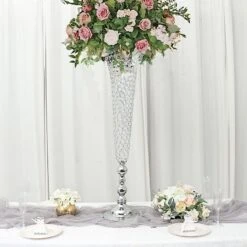 2 Metal 40" Tall Trumpet Vases With Acrylic Crystal Beads Table Centerpieces 32 2 Metal 40" Tall Trumpet Vases With Acrylic Crystal Beads Table Centerpieces -Optimal Home Decoration 2 metal 40 tall trumpet vases with acrylic crystal beads table centerpieces 30057497919551