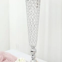 2 Metal 40" Tall Trumpet Vases With Acrylic Crystal Beads Table Centerpieces 34 2 Metal 40" Tall Trumpet Vases With Acrylic Crystal Beads Table Centerpieces -Optimal Home Decoration 2 metal 40 tall trumpet vases with acrylic crystal beads table centerpieces 30057498017855