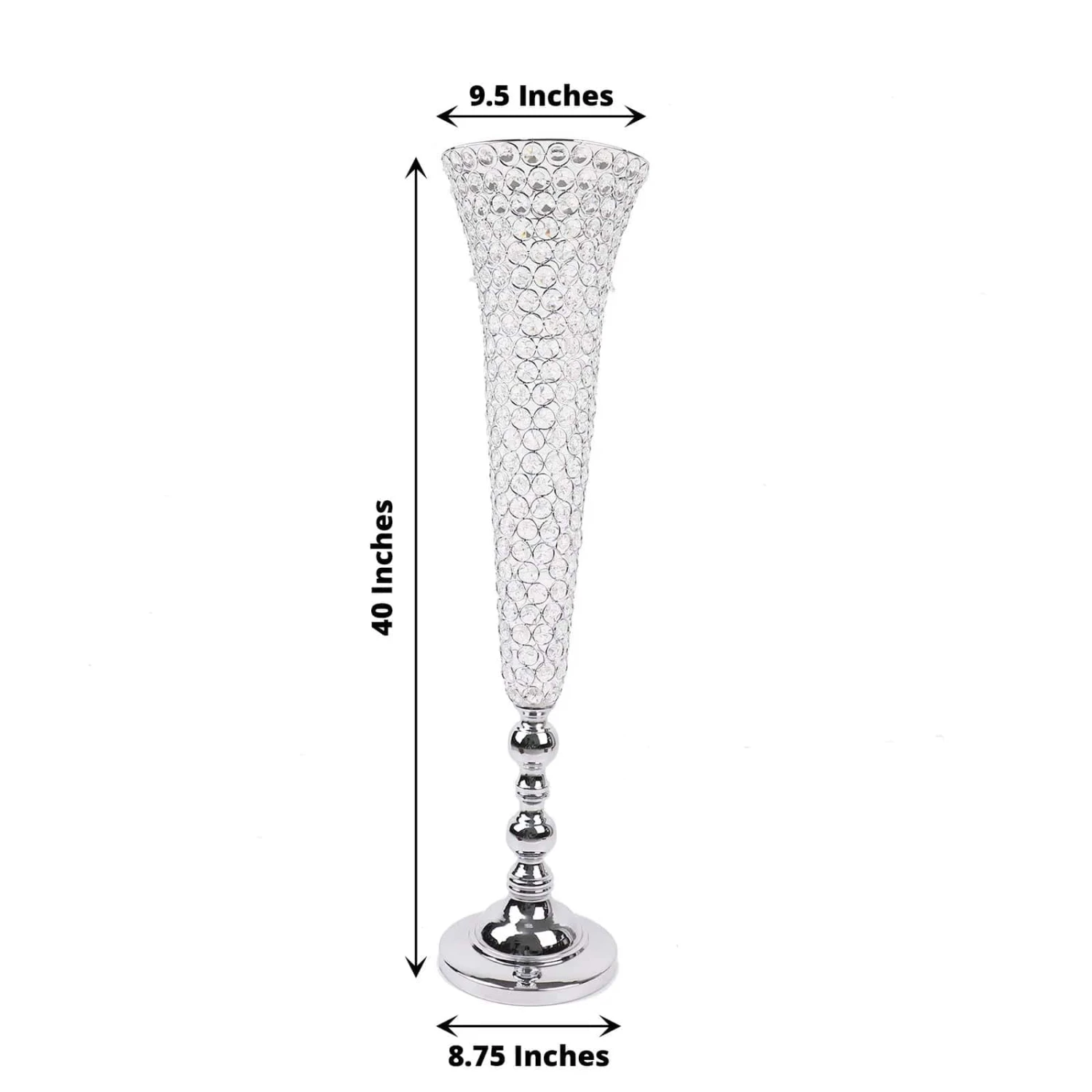 2 Metal 40" Tall Trumpet Vases With Acrylic Crystal Beads Table Centerpieces 13 2 Metal 40" Tall Trumpet Vases With Acrylic Crystal Beads Table Centerpieces - Image 11
