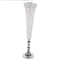 2 Metal 40" Tall Trumpet Vases With Acrylic Crystal Beads Table Centerpieces 29 2 Metal 40" Tall Trumpet Vases With Acrylic Crystal Beads Table Centerpieces -Optimal Home Decoration 2 metal 40 tall trumpet vases with acrylic crystal beads table centerpieces chdlr 042 40 silv 30057497886783