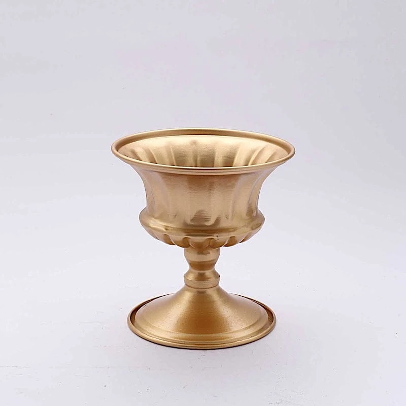 2 Metal 6" Roman Style Mini Compote Vases Flower Pots - Gold 3 2 Metal 6" Roman Style Mini Compote Vases Flower Pots - Gold