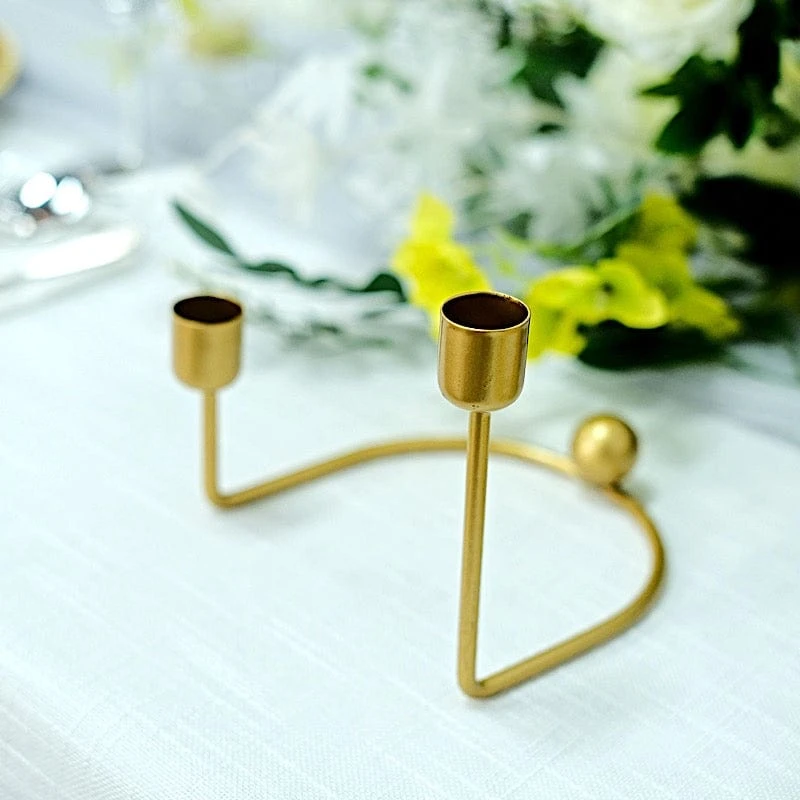 2 Metal 2 Arm Geometric Taper Candle Holders - Gold 9 2 Metal 2 Arm Geometric Taper Candle Holders - Gold - Image 7